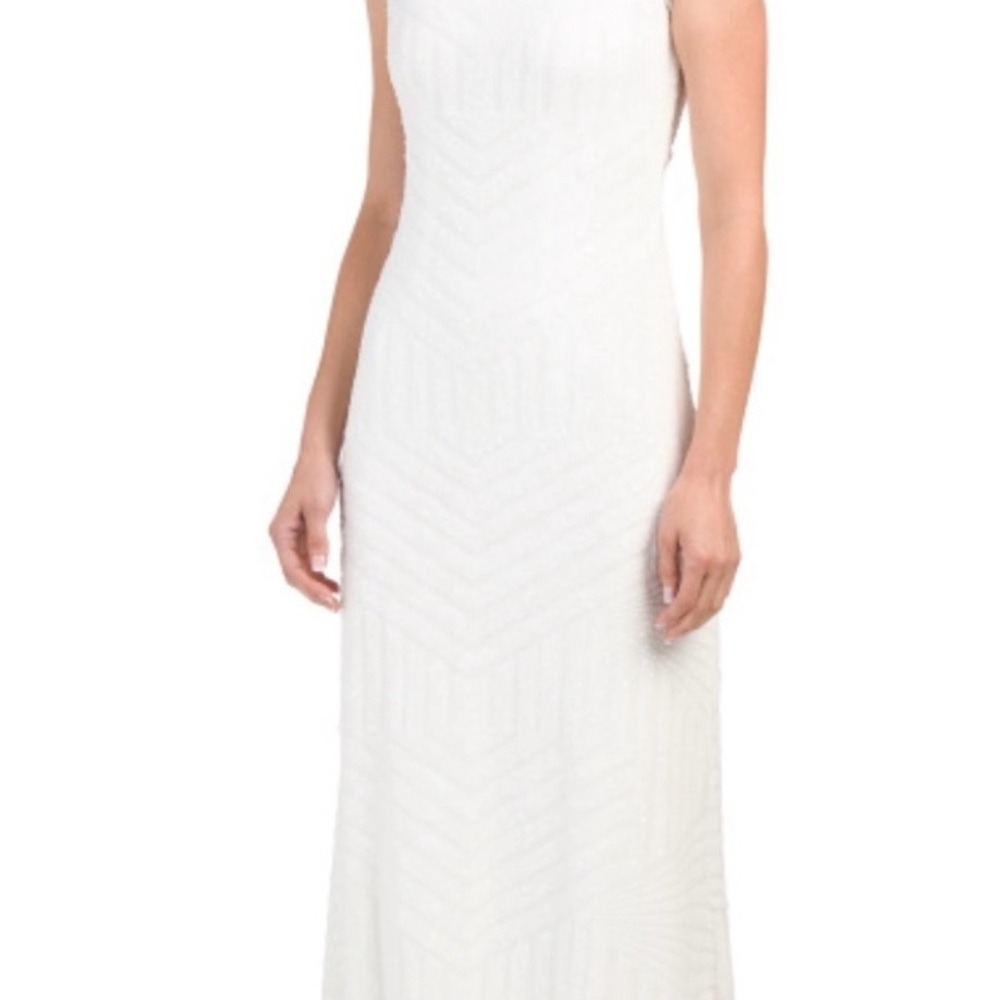 Stunning Vera Wang Lavender Label White Sequined Sleeveless Gown with Open Back